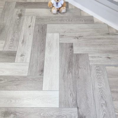 Karna Light Grey Oak Herringbone SPC